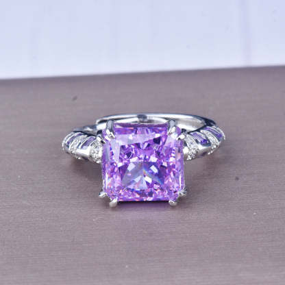 Blue&Red&Purple Classic Vintage Style Solitarie Diamond 4ct Elegant Dainty 18k White Gold Plated Engagement Ring Jewelry | Mix Mix Style-Mix MIx Style