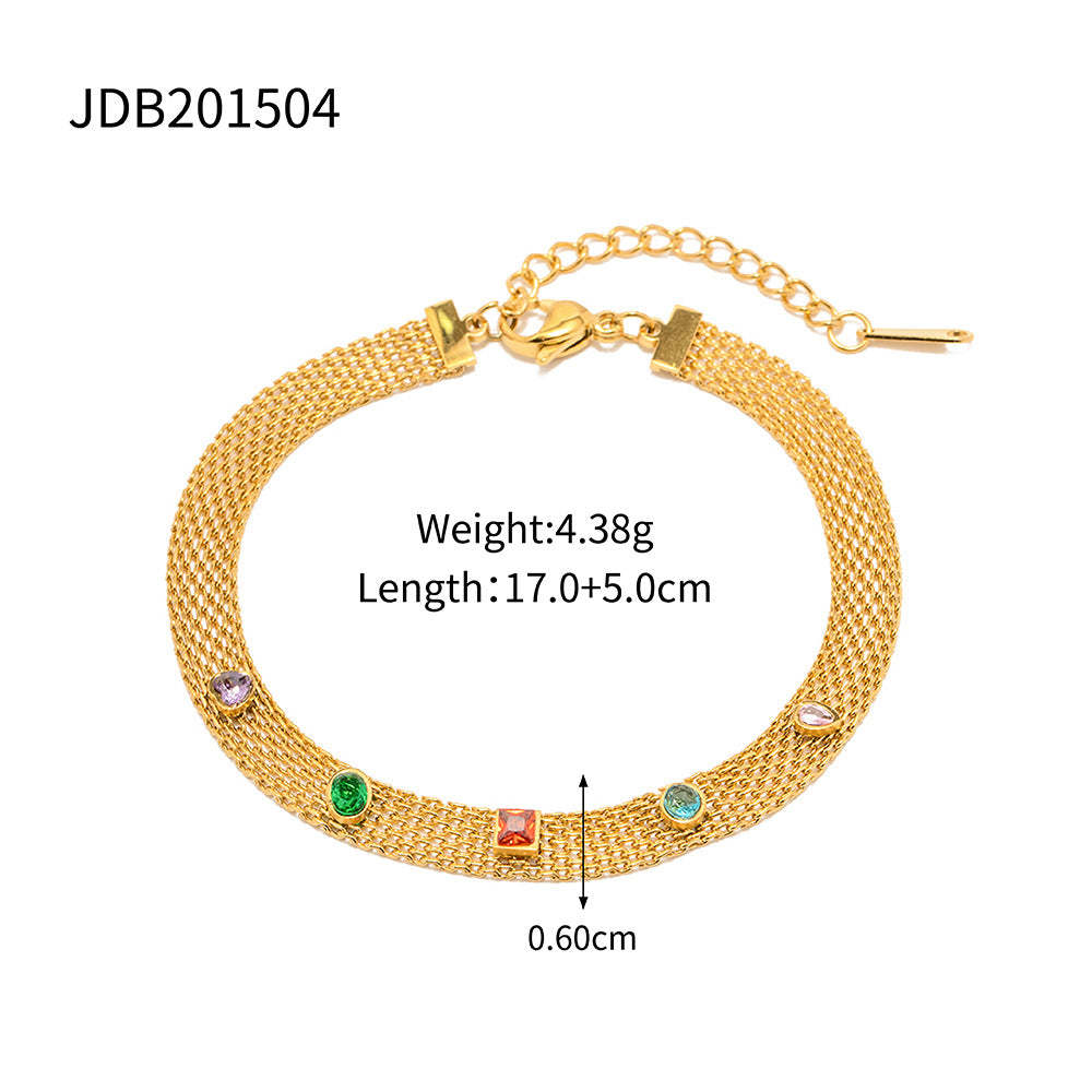 Vintage Jewellery 18K Gold Plated Gemstone Bracelet & Necklace Set | Mix Mix Style [Hot Seller]-Mix MIx Style