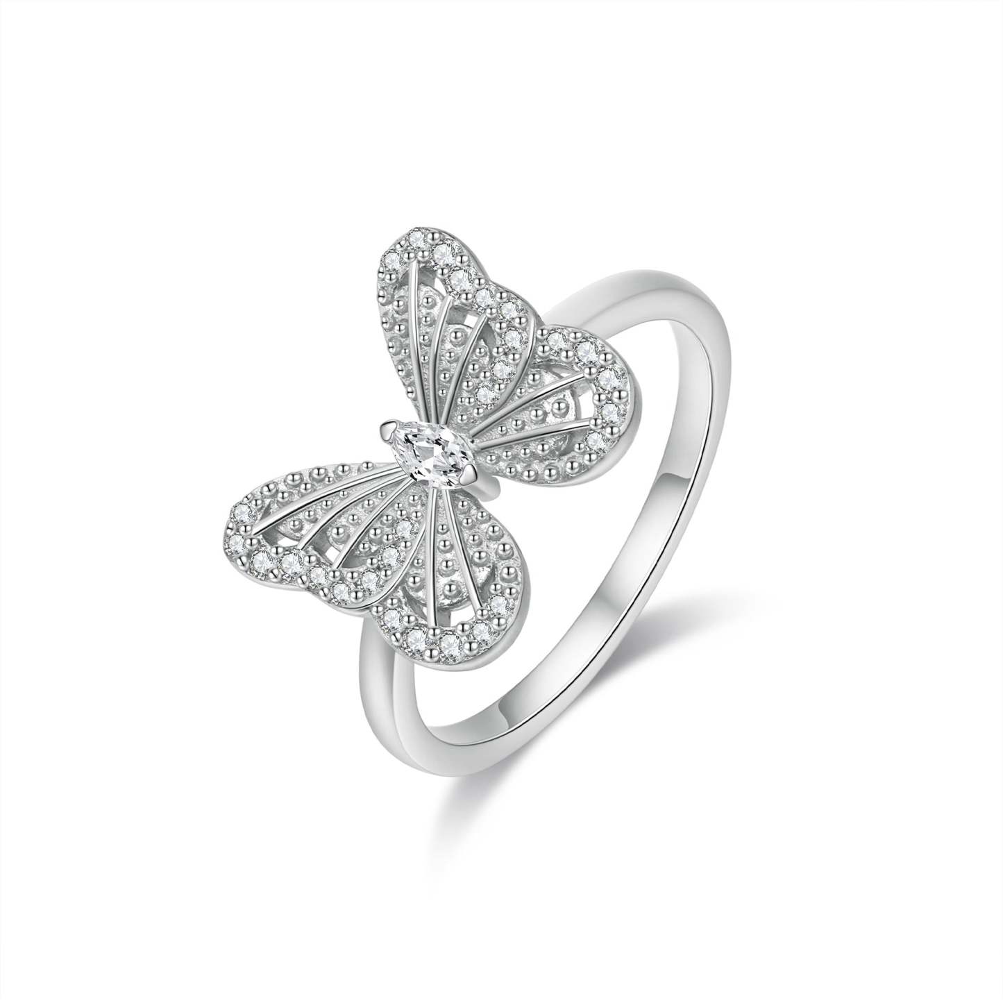 s925 silver marquise butterfly ring for women Dai's same style phantom butterfly diamond ring European and American light luxury and high-end sense-Mix MIx Style