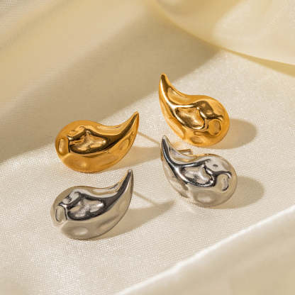 Irregular Drop Shaped Timeless Minimalist 18k Vermeil/White Gold Plated Drop Earrings | Mix Mix Style-Mix MIx Style