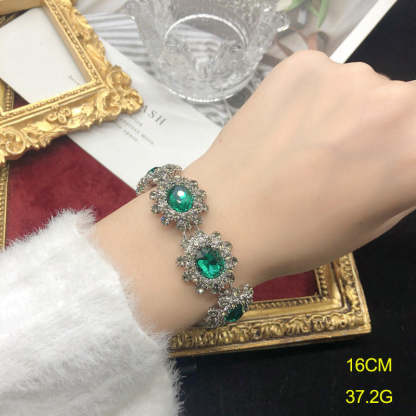 Green Retro Classic Oval Cut Diamonds 4ct Luxurious 18k White Gold Plated Necklace Earrings Bracelet Jewelry Set | Mix Mix Style-Mix MIx Style