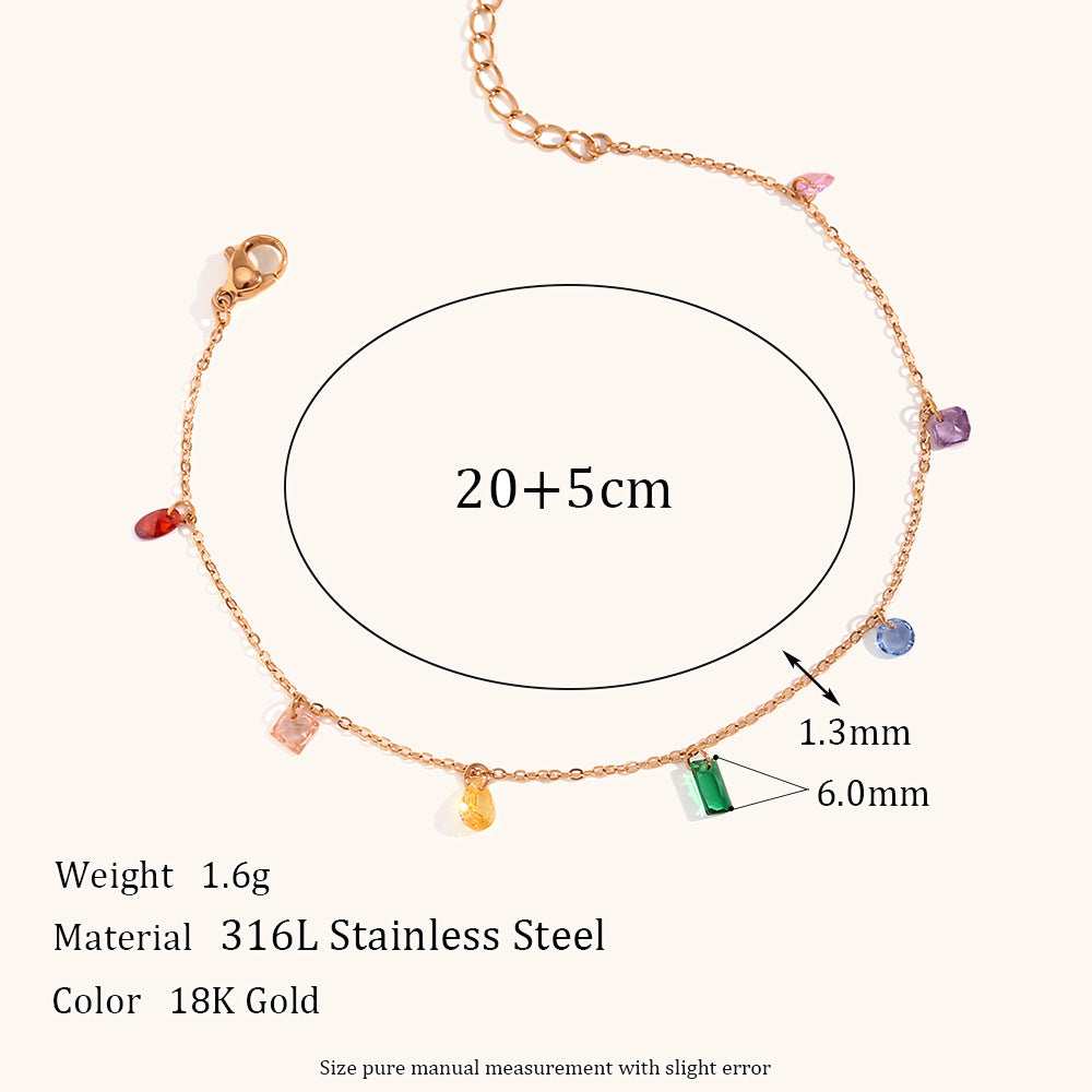 Multicolor Retro Classic Diamonds Luxury 18k Vermeil Gold Plated Necklace Bracelet & Anklet Jewelry Set | Mix Mix Style-Mix MIx Style