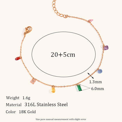 Multicolor Retro Classic Diamonds Luxury 18k Vermeil Gold Plated Necklace Bracelet & Anklet Jewelry Set | Mix Mix Style-Mix MIx Style