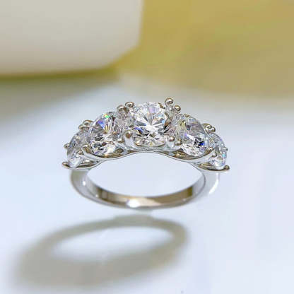 White High-End Round Cut Moissanite Diamonds 18k White Gold Plated Engagement Ring | Mix Mix Style-Mix MIx Style