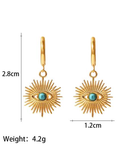 Vintage Green Natural Gem High-End 18k Gold Plated Earrings | Mix Mix Style [Hot Seller]-Mix MIx Style