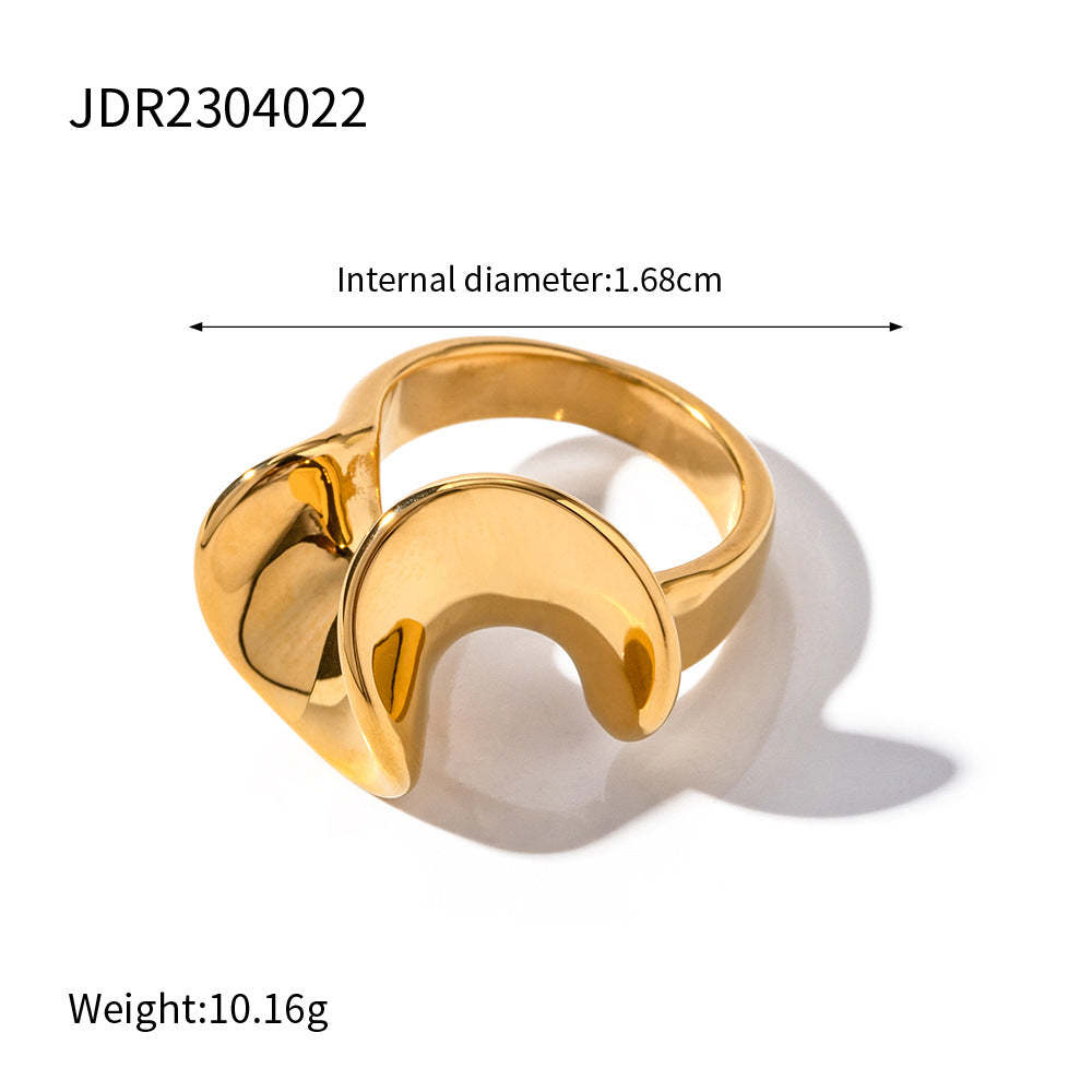 INS Internet celebrity trend 18K gold exaggerated version of stainless steel closed ring European and American light luxury high-end jewelry wholesale-Mix MIx Style