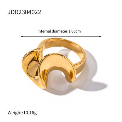 INS Internet celebrity trend 18K gold exaggerated version of stainless steel closed ring European and American light luxury high-end jewelry wholesale-Mix MIx Style