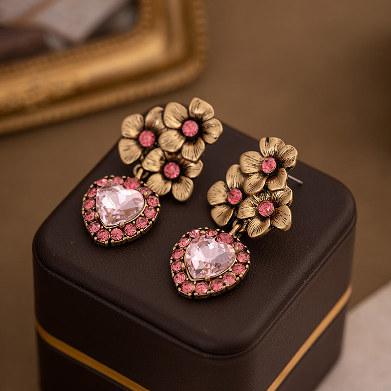Love flower earrings for women, vintage rose earrings, personalized old palace style earrings-Mix MIx Style