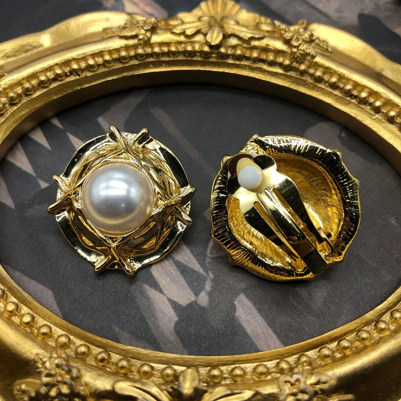 Multicolor Retro Timeless Akoya Pearls Moissanite Diamonds Elegant 18k Vermeil Gold Plated Stud Earrings | Mix Mix Style-Mix MIx Style