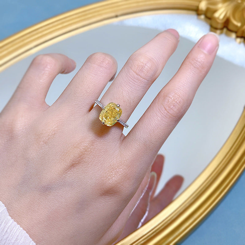 Mujing Jewelry 2023 New S925 3ct Silver Ring Women's 8*10 High Carbon Diamond Ice Flower Cut Fashion Simple Ring Ring-Mix MIx Style