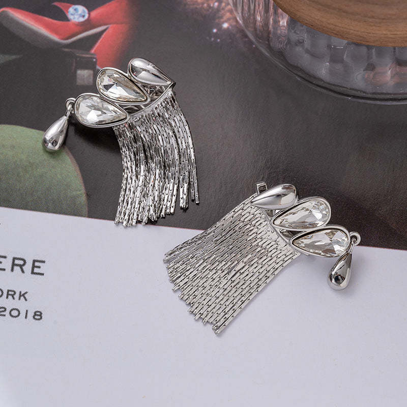 Tassel earrings for women light luxury cold style high-end water drop earrings detachable fashionable temperament 925 silver needle earrings-Mix MIx Style