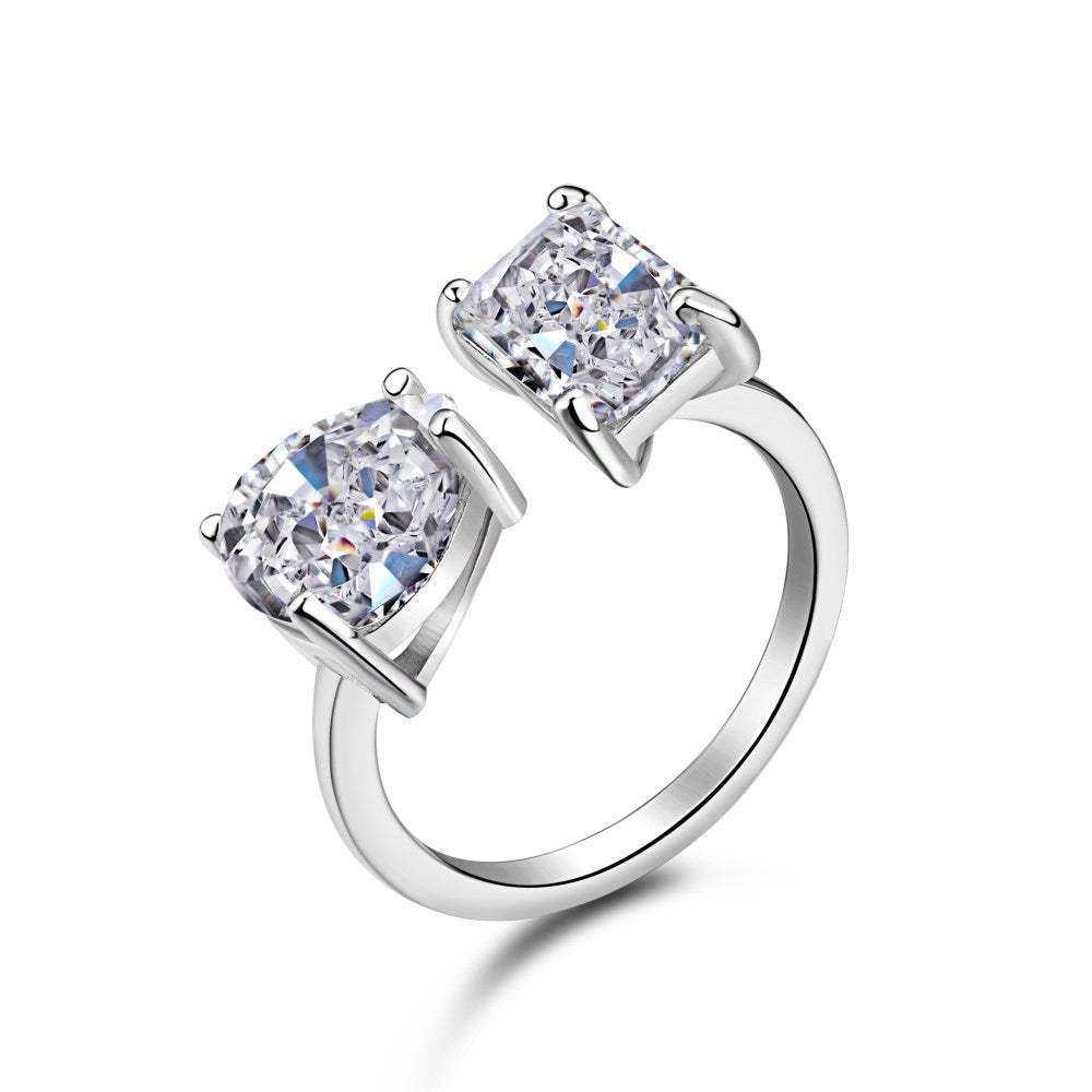 Open Double White Pear Cut Moissanite Diamond 3ct 18k White Gold Plated Engagement Ring | Mix Mix Style-Mix MIx Style