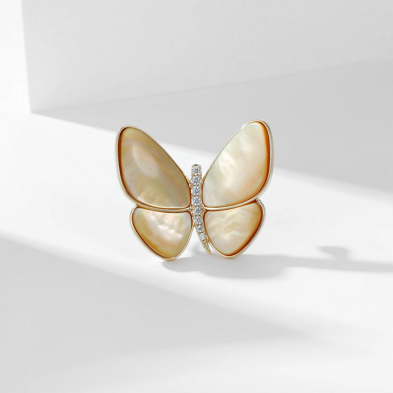 Breaking out of cocoon and becoming a butterfly, natural shell, zircon, light luxury clothing, corsage for women, elegant anti-exposure pin, mother-of-pearl butterfly brooch-Mix MIx Style