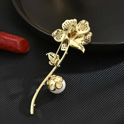 Rose brooch 2023 new trendy high-end exquisite pearl women's brooch suit accessories coat suit corsage-Mix MIx Style