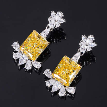 Douyin's best-selling high carbon diamond square geometric women's earrings 8*10 pendant ring 12*16S925 silver-Mix MIx Style