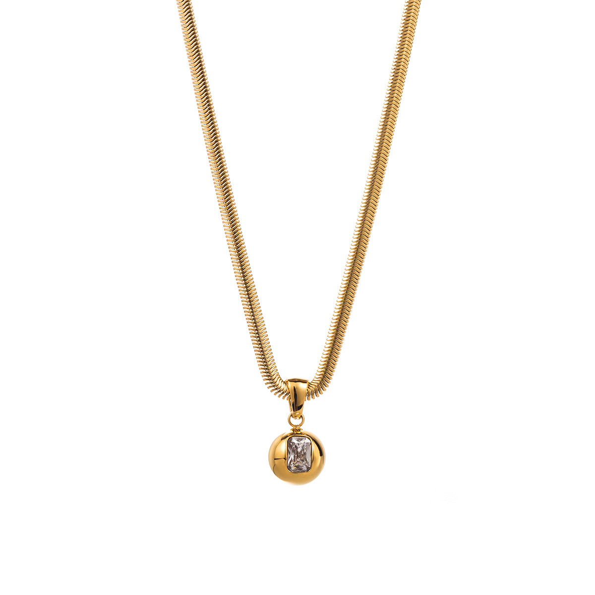 Golden Retro Classic Pendant Red Radiant Cut Diamond Elegant 18k Vermeil Gold Plated Necklace Jewelry | Mix Mix Style-Mix MIx Style