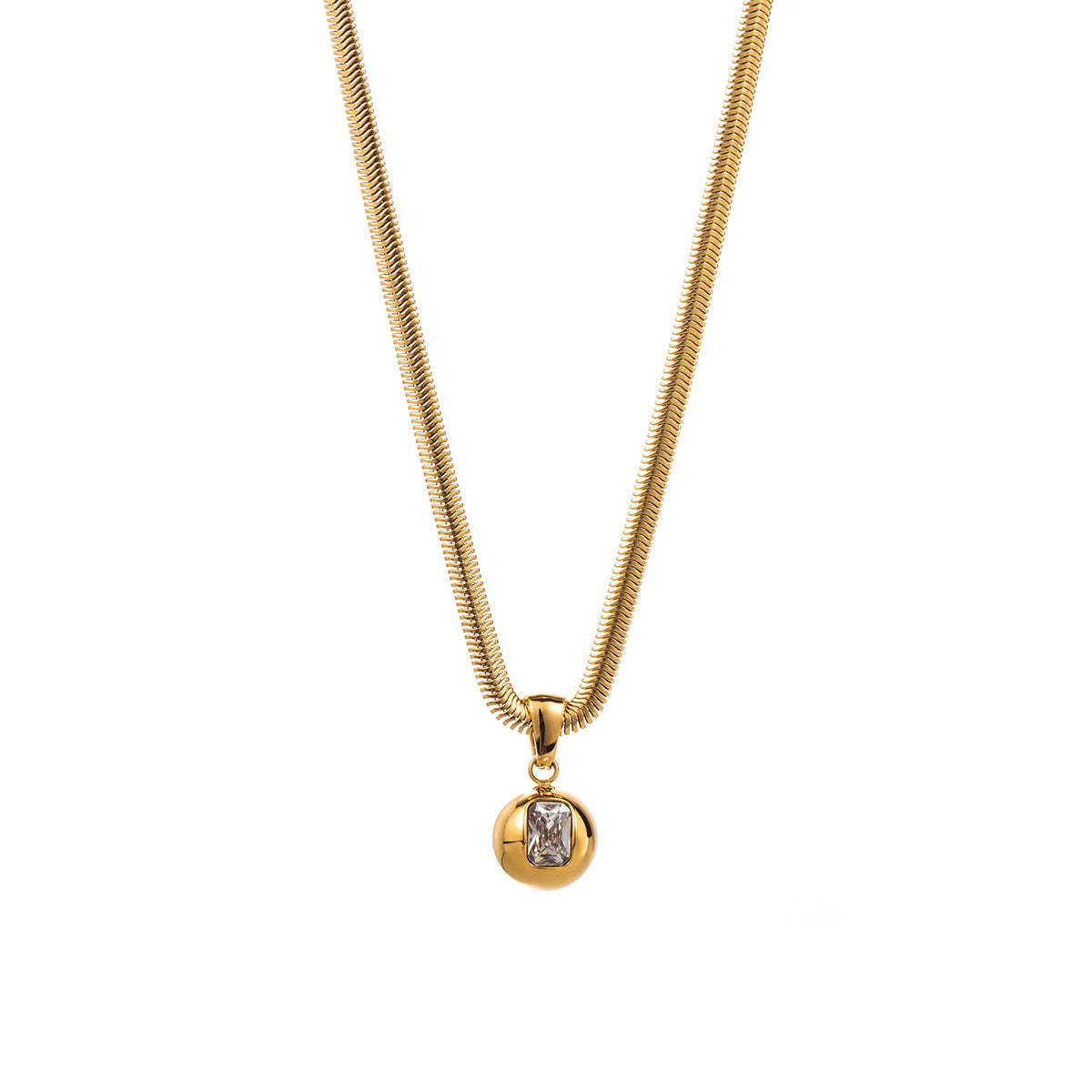 Golden Retro Classic Pendant Red Radiant Cut Diamond Elegant 18k Vermeil Gold Plated Necklace Jewelry | Mix Mix Style-Mix MIx Style