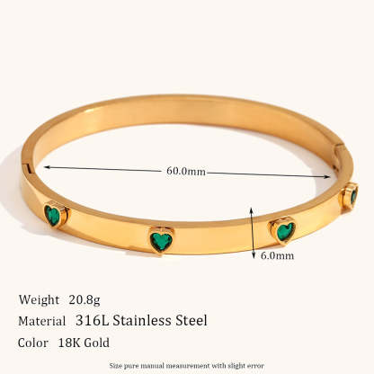 European and American cross-border hot sale heart-shaped zircon buckle bracelet stainless steel plated 18K gold simple and versatile light luxury hand jewelry-Mix MIx Style