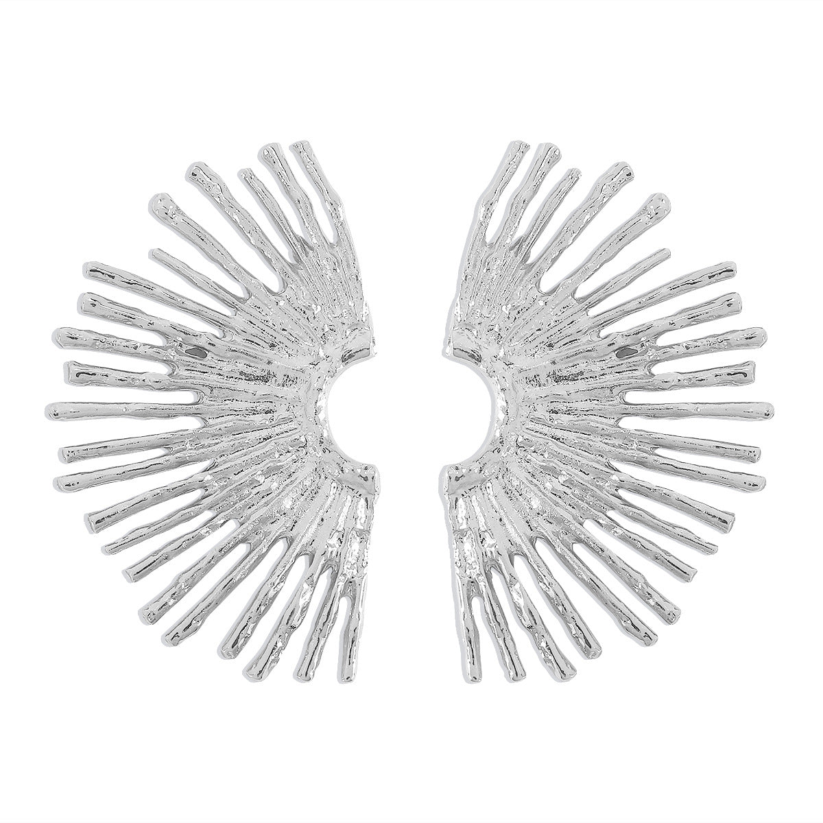 Fan Shaped Timeless Trendy Elegant 18k Vermeil/White Gold Plated Stud Earrings | Mix Mix Style-Mix MIx Style
