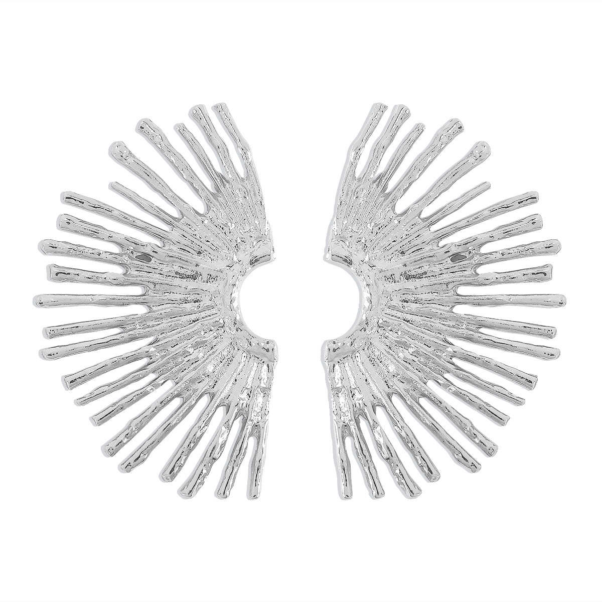 Fan Shaped Timeless Trendy Elegant 18k Vermeil/White Gold Plated Stud Earrings | Mix Mix Style-Mix MIx Style