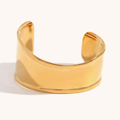 European and American cross-border simple versatile jewelry stainless steel plated 18K gold open high and low irregular wave smooth bracelet-Mix MIx Style
