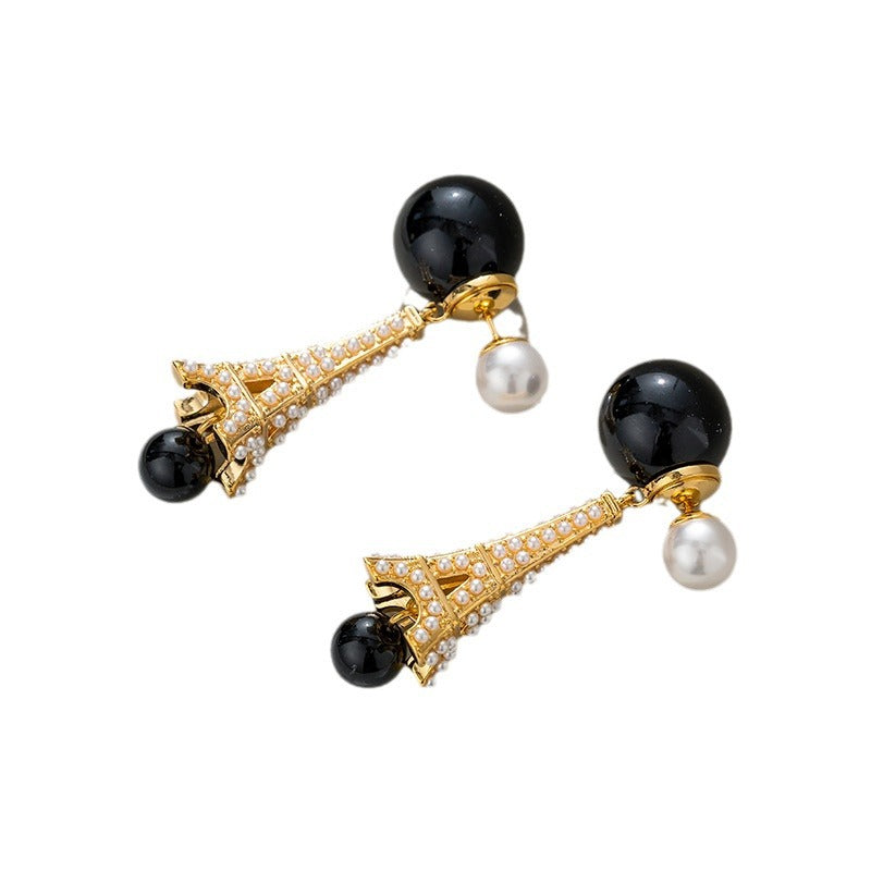 Eiffel Tower Pearl Earrings Akoya Pearls  18k Gold  Handmade Earrings Mix Mix Style [Hot Seller]-Mix MIx Style