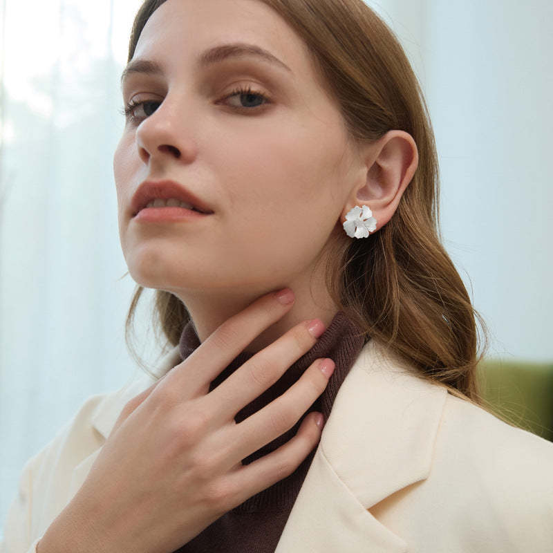 Looking for the original Midsummer Night's Dream sterling silver French new Chinese style high-end peony flower earrings-Mix MIx Style