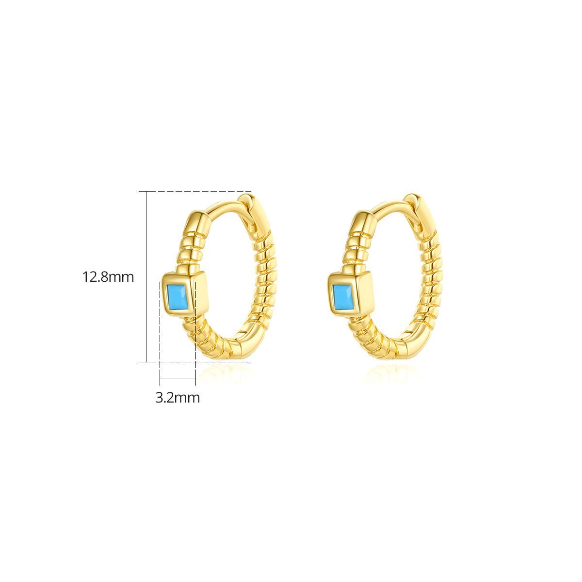 Classic Aquamarine Blue Elegant 18k Vermeil/White Gold Plated Vintage Retro Hoop Earrings | Mix Mix Style-Mix MIx Style