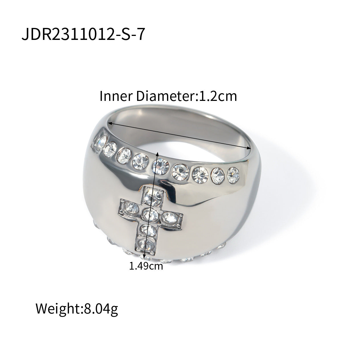 Cross Golden Antique Retro Classic Round Diamonds Elegant Luxury 18k White/Vermeil Gold Plated Ring Jewelry | Mix Mix Style-Mix MIx Style