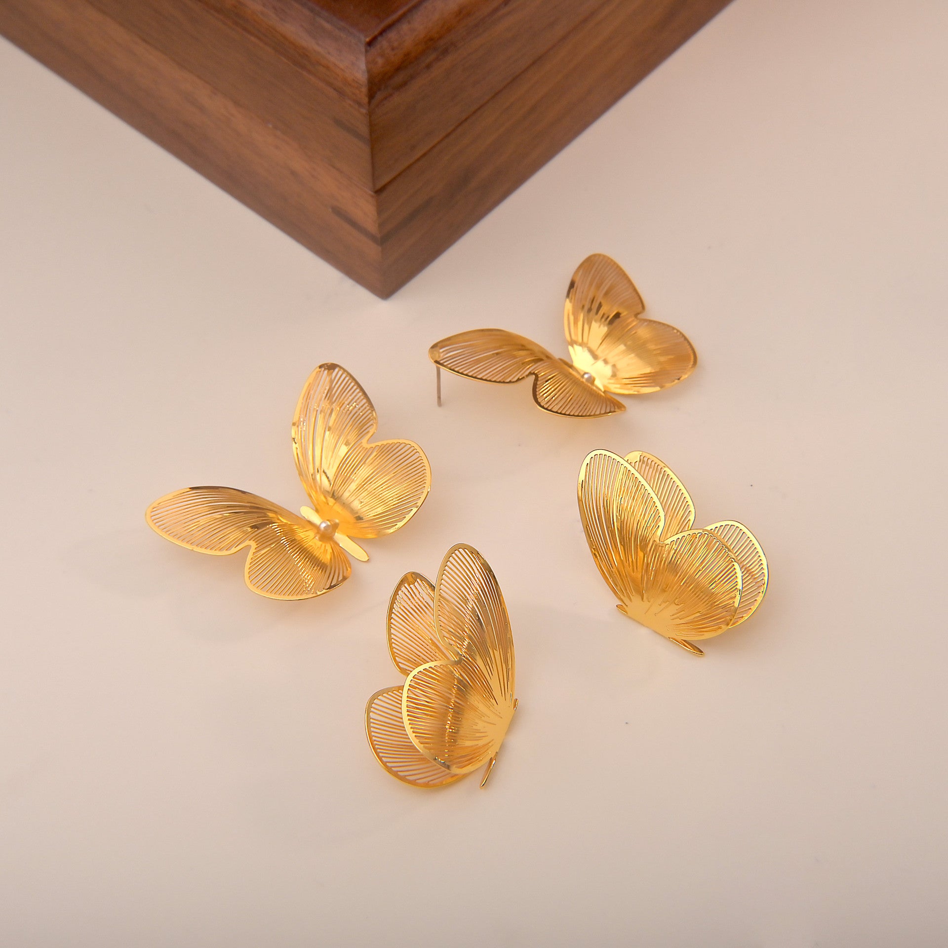 Butterfly Delicate Trendy 18k Vermeil Gold Plated Vintage Retro Stud Earrings | Mix Mix Style-Mix MIx Style