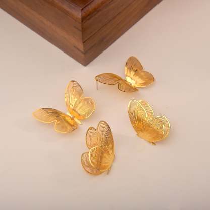 Butterfly Delicate Trendy 18k Vermeil Gold Plated Vintage Retro Stud Earrings | Mix Mix Style-Mix MIx Style