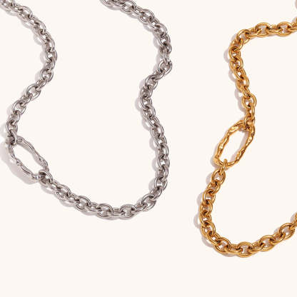 Silver Minimalist Retro Classic Thick Chain 18k Vermeil/White Gold Plated Necklace Jewelry  | Mix Mix Style-Mix MIx Style