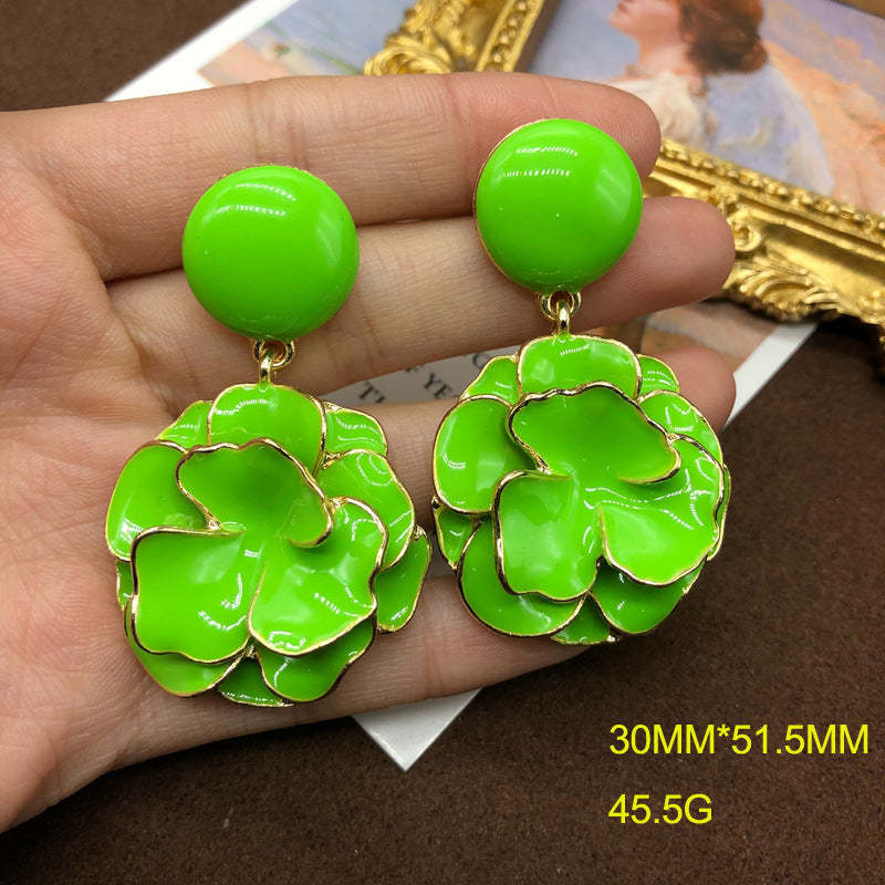 Purple - Orange - Yellow 3D Flower Shaped Summer Elegant 18k Vermeil Gold Plated Drop Earrings | Mix Mix Style-Mix MIx Style