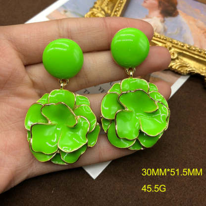 Purple - Orange - Yellow 3D Flower Shaped Summer Elegant 18k Vermeil Gold Plated Drop Earrings | Mix Mix Style-Mix MIx Style