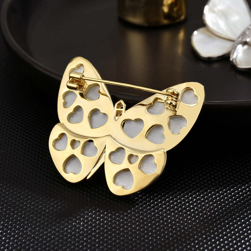 New luxury cocoon-born natural mother-of-pearl butterfly brooch fashionable and atmospheric princess same style brooch spot-Mix MIx Style