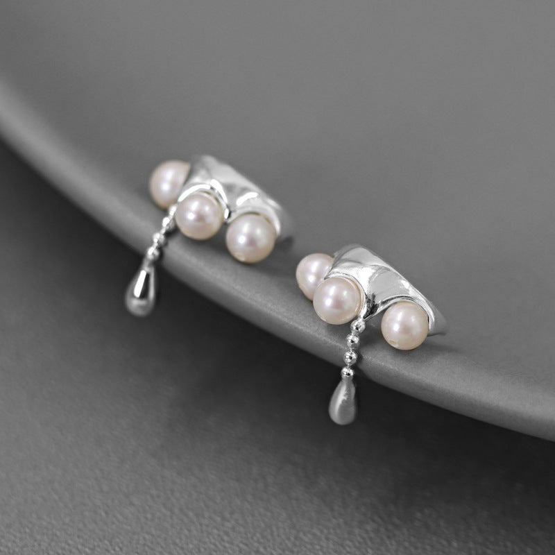 Looking for original design water-shaped S925 sterling silver smart water drop earrings with pearls ear bone clips for those without pierced ears-Mix MIx Style