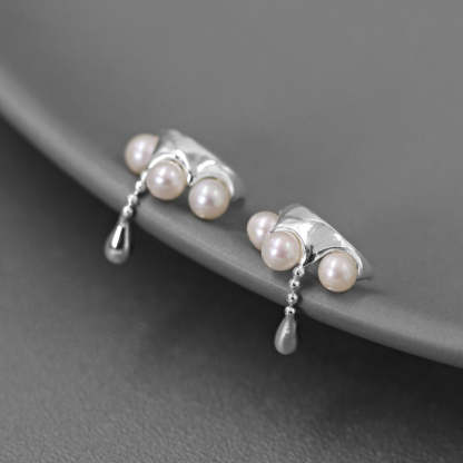 Looking for original design water-shaped S925 sterling silver smart water drop earrings with pearls ear bone clips for those without pierced ears-Mix MIx Style