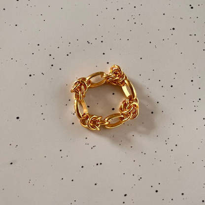 Vintage Retro Minimalist Thick Chain 18k Vermeil Gold Plated Necklace Earring & Ring Jewelry Set | Mix Mix Style-Mix MIx Style