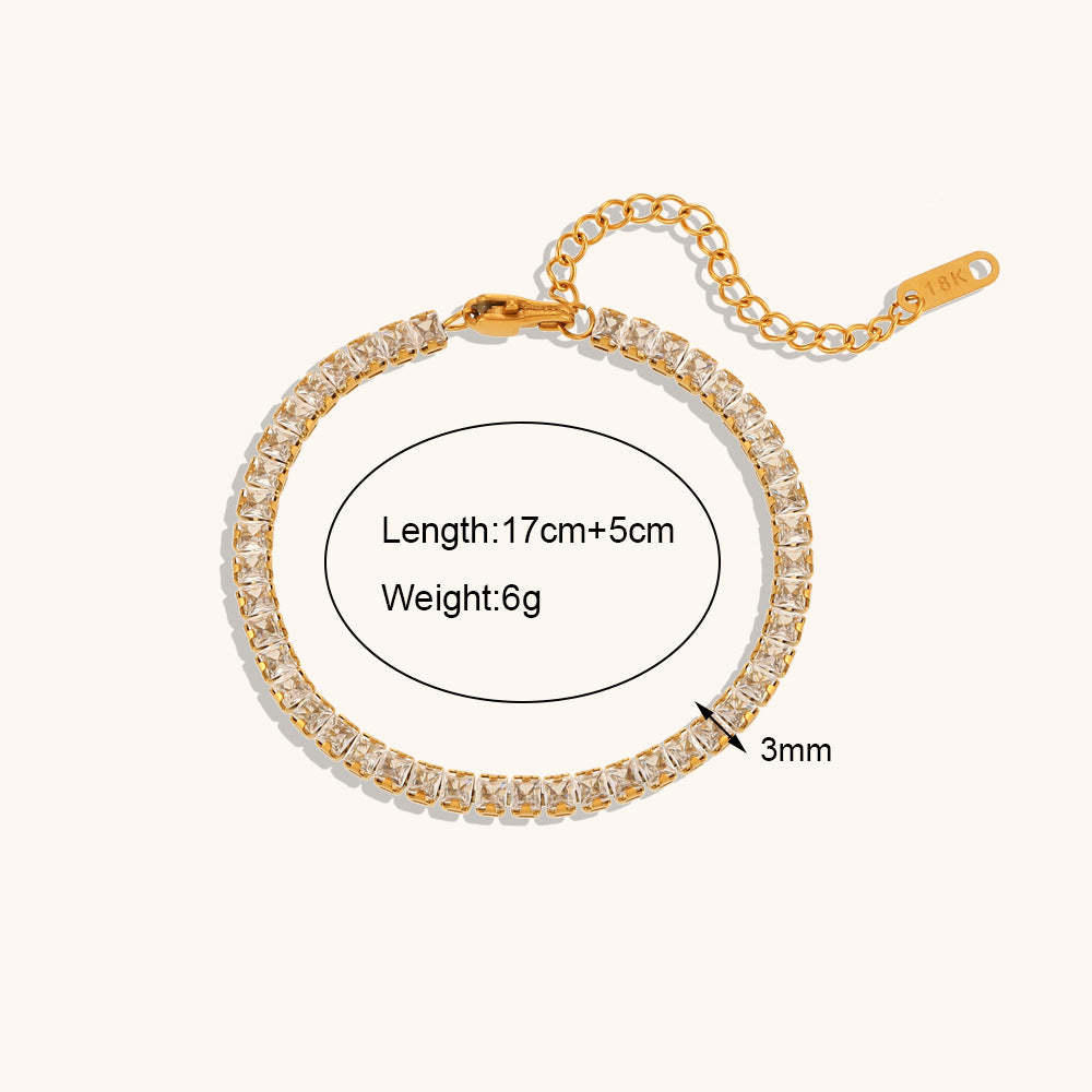 Chain Classic Pendant White Diamonds Luxury 18k Vermeil Gold Plated Necklace Bracelet Jewelry Set | Mix Mix Style-Mix MIx Style