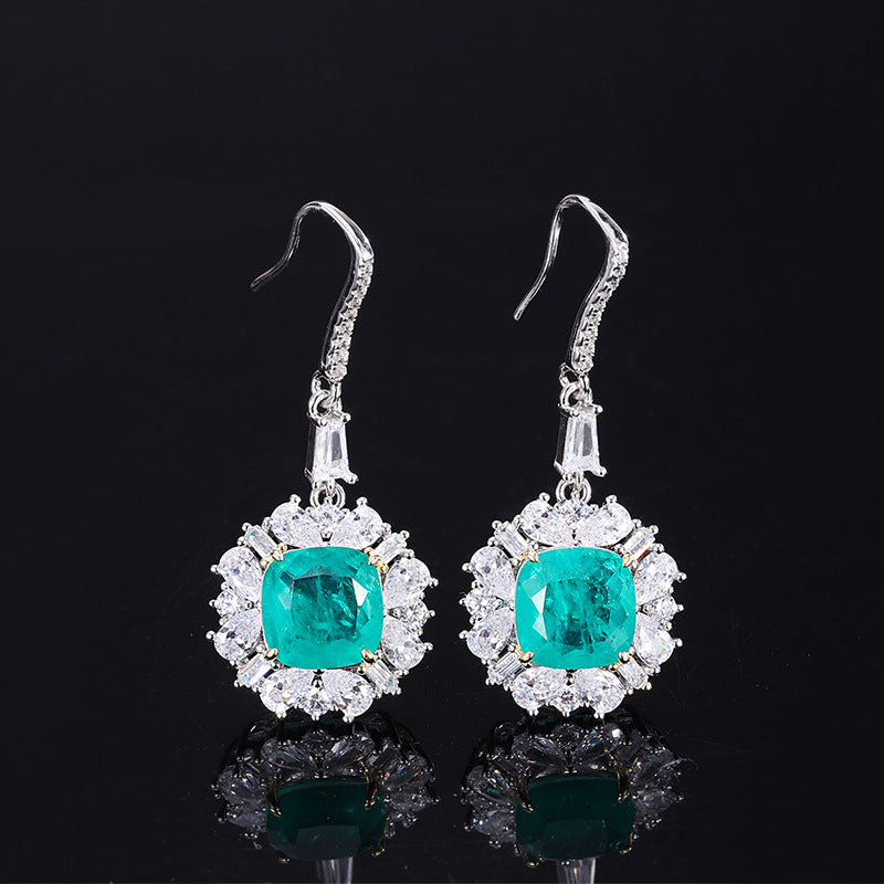 Green Retro Classic Pendant Cushion Cut Diamond 5ct Luxurious 18k Gold Plated Necklace Earrings Ring Jewelry Set | Mix Mix Style-Mix MIx Style