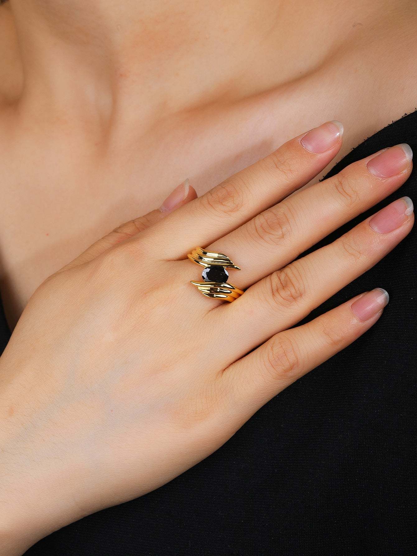 Wedding language original design niche design pleated personality high-end light luxury men and women open adjustable index finger ring-Mix MIx Style