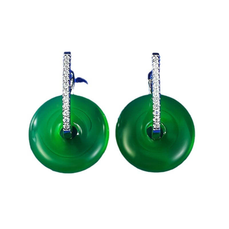 Circle Hollow Green & White Trendy Moissanite Diamonds Luxury 18k White Gold Plated Drop Earrings | Mix Mix Style-Mix MIx Style