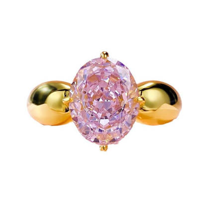 Mujing Jewelry Hot Selling New Imported High Carbon Diamond 2.5ct 8*10mm Ice Flower Cut Pink Diamond 925 Silver European and American Style Ring-Mix MIx Style