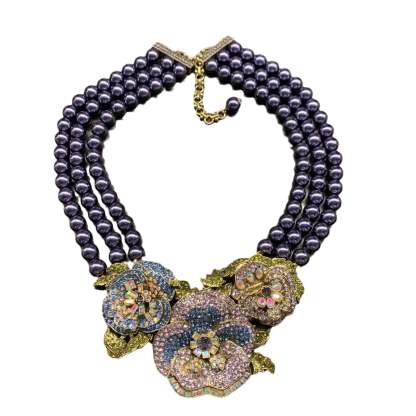 Flower Diamonds Earring Set Necklace Vintage Jewelry | Mix Mix Style [Hot Seller]-Mix MIx Style