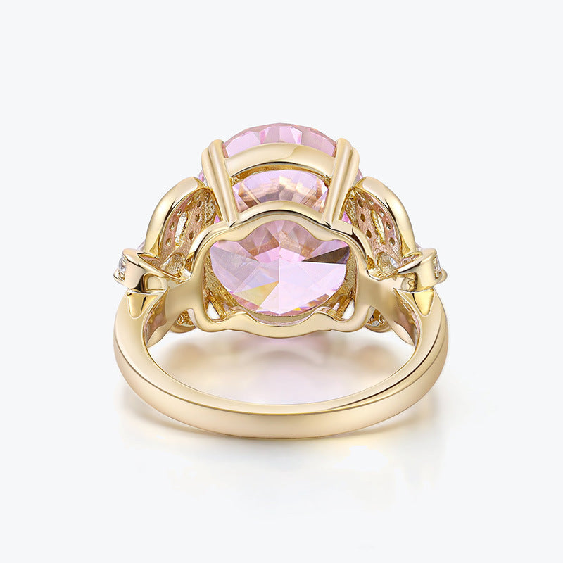 Elegant Pink Cut Moissanite Diamond 5ct 18k Vermeil Gold Engagement Ring | Mix Mix Style-Mix MIx Style