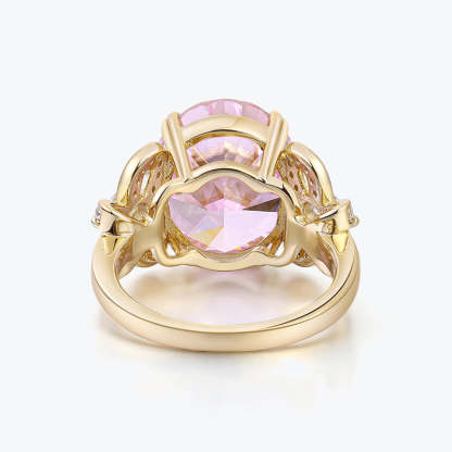 Elegant Pink Cut Moissanite Diamond 5ct 18k Vermeil Gold Engagement Ring | Mix Mix Style-Mix MIx Style