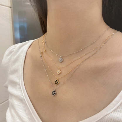 Stylish Lucky Clover Diamond 18k White Gold Plated Necklace | Mix Mix Style-Mix MIx Style