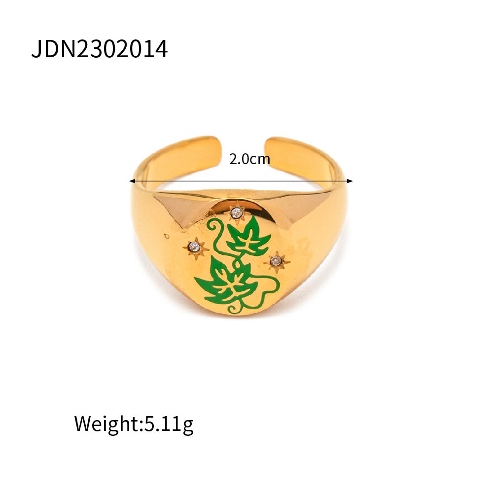 European and American ins style cross-border enamel painting high-grade amulet open ring does not fade trendy all-match ring-Mix MIx Style