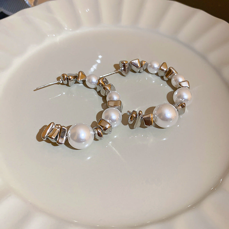 Dazzling Retro Pendant Akoya Pearl and Silver Beads 18k White Gold Plated Necklace Bracelet Earrings Jewelry Set | Mix Mix Style-Mix MIx Style