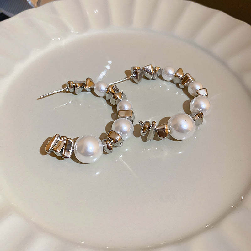 Dazzling Retro Pendant Akoya Pearl and Silver Beads 18k White Gold Plated Necklace Bracelet Earrings Jewelry Set | Mix Mix Style-Mix MIx Style